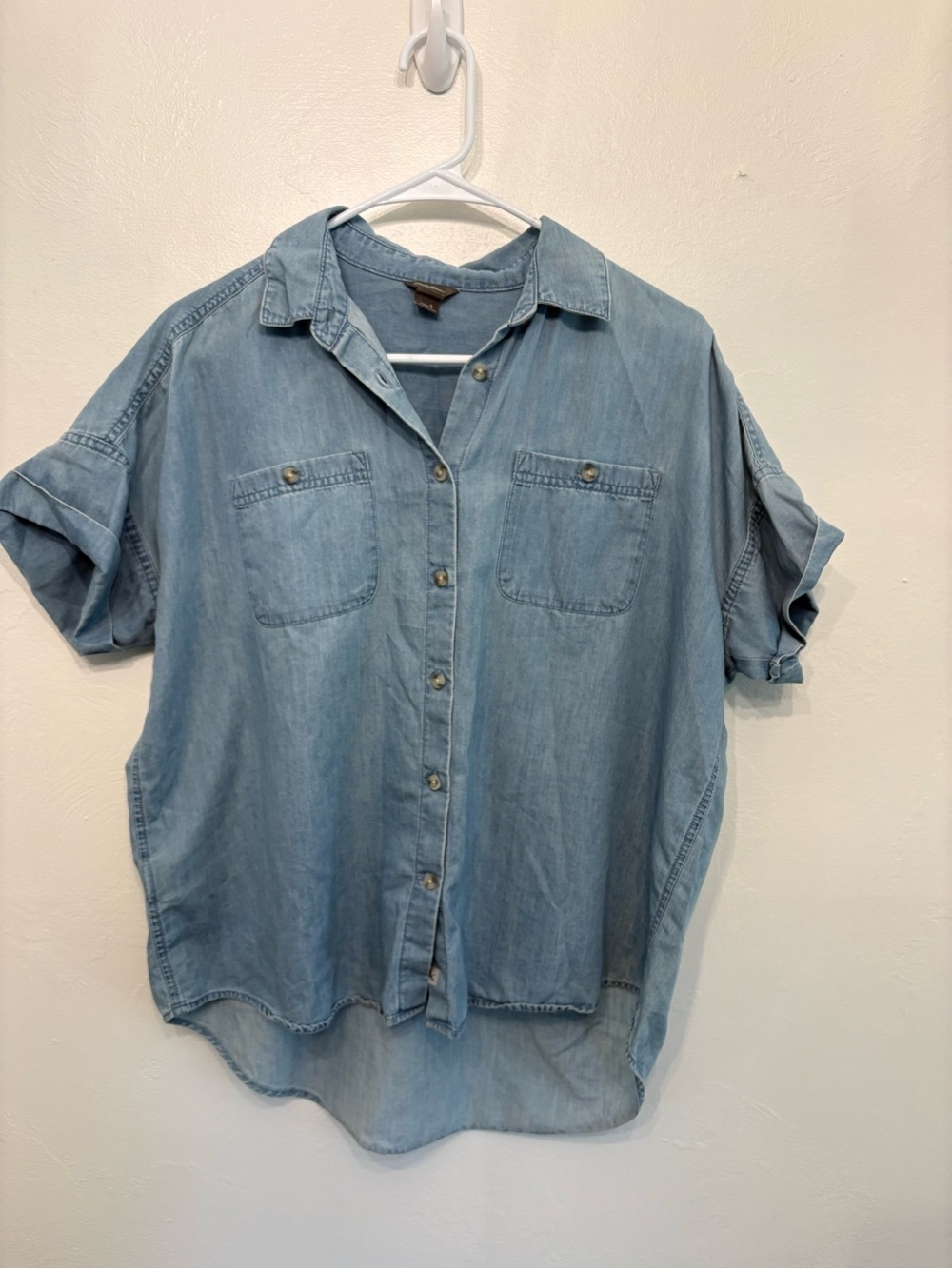 Eddie Bauer Light Wash Denim Button-Up Shirt